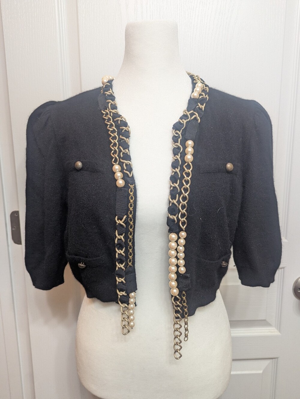 Vintage Moschino Cropped Rabbit Wool Chain Cardigan